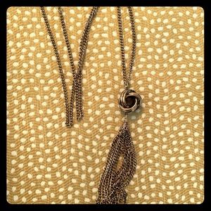 Long gold tassel necklace